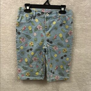 Children’s Place Kids Tropical Print Jean Shorts - Blue, Pink, Yellow